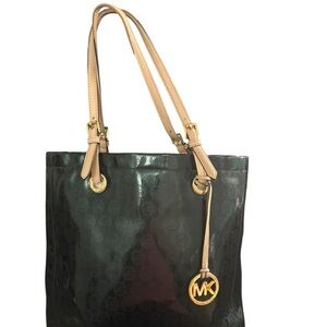 Michel by Michael Kors Green and Tan Tote Bag